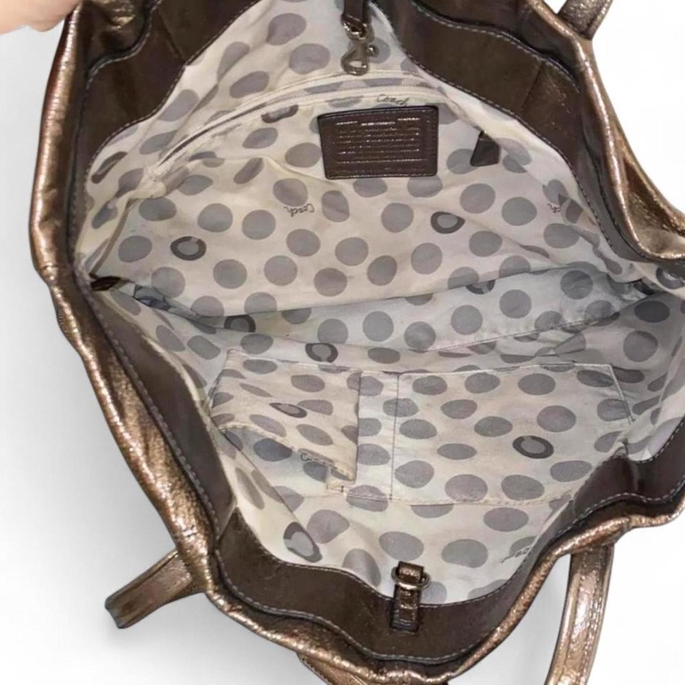 Coach Metallic Leather Embossed Tote - Picture 12 of 15